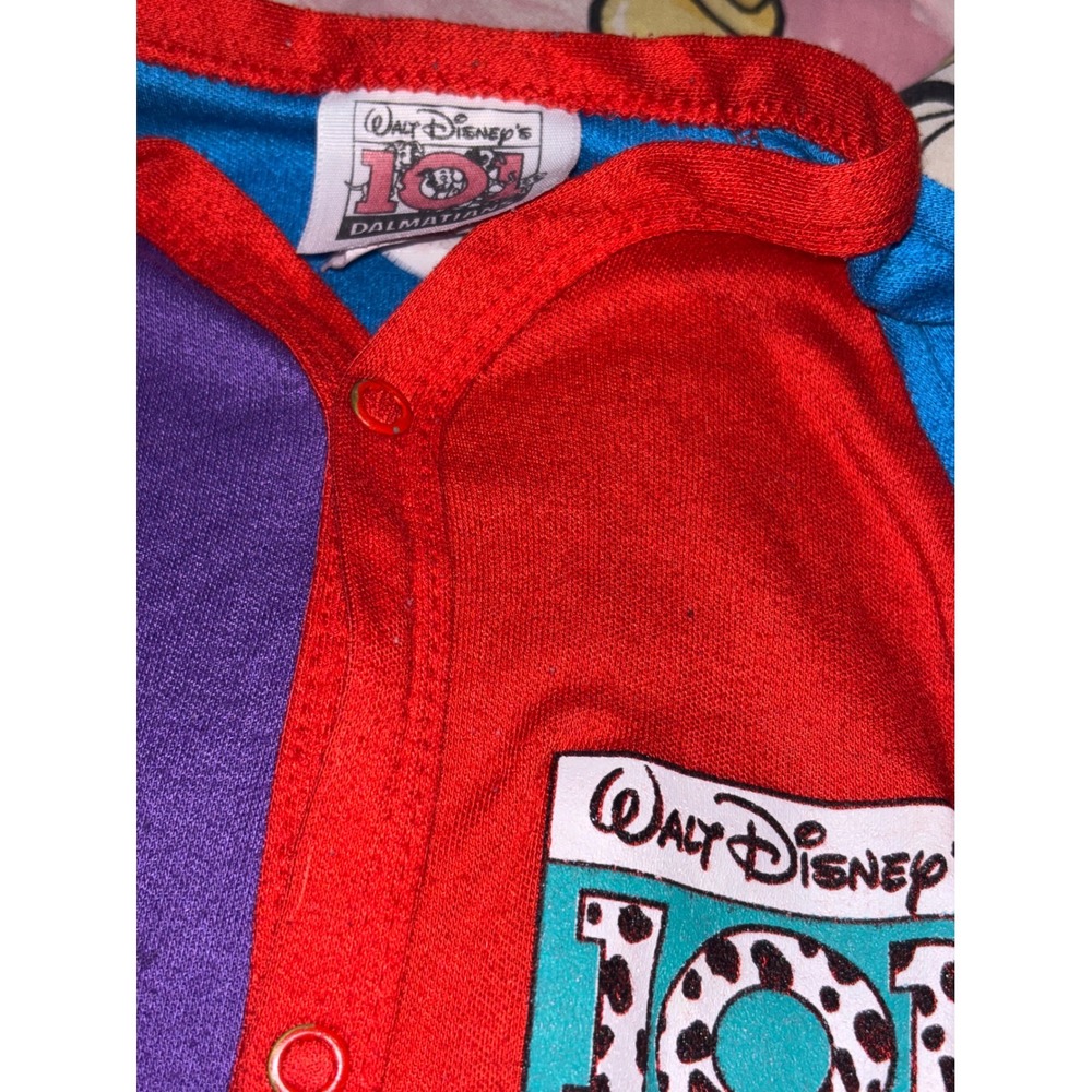 Vintage Disney 101 Dalmatians Colorblock Pajamas  One Piece 24 mth 90s era - Picture 2 of 5